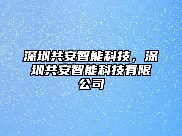 深圳共安智能科技，深圳共安智能科技有限公司