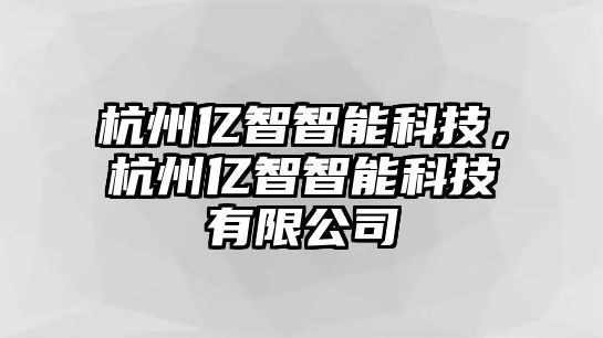 杭州億智智能科技，杭州億智智能科技有限公司