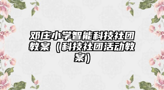 鄧莊小學智能科技社團教案（科技社團活動教案）