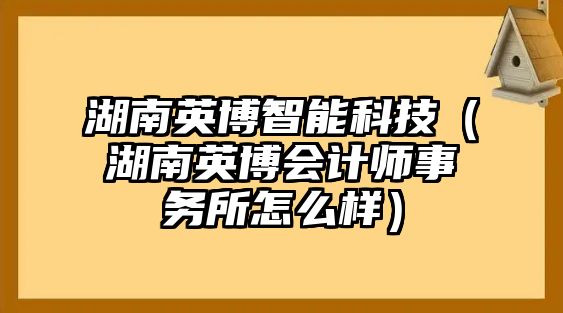 湖南英博智能科技（湖南英博會計師事務所怎么樣）