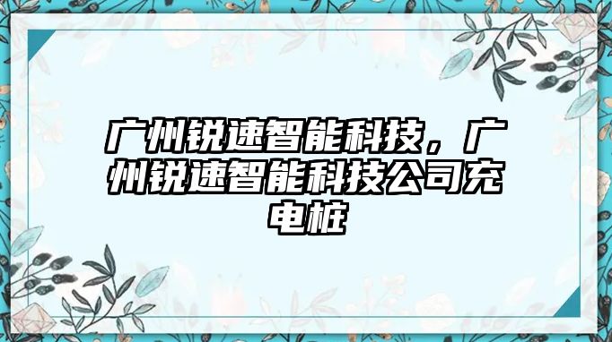 廣州銳速智能科技，廣州銳速智能科技公司充電樁