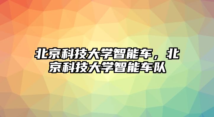 北京科技大學智能車，北京科技大學智能車隊