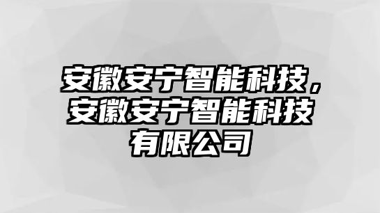 安徽安寧智能科技，安徽安寧智能科技有限公司