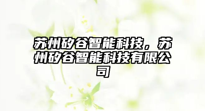 蘇州矽谷智能科技，蘇州矽谷智能科技有限公司