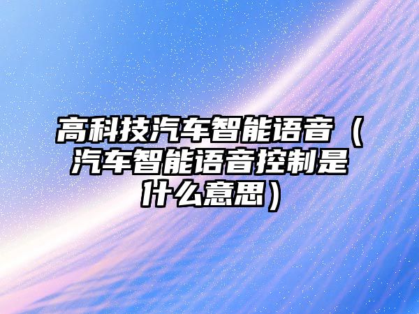 高科技汽車智能語音（汽車智能語音控制是什么意思）