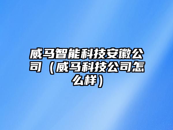 威馬智能科技安徽公司（威馬科技公司怎么樣）