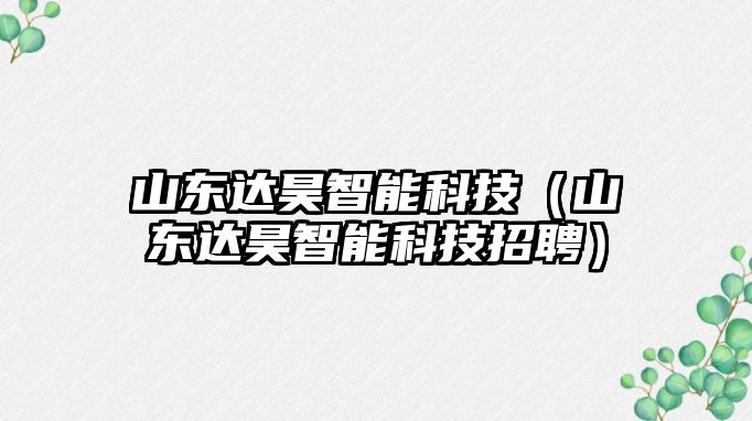 山東達昊智能科技（山東達昊智能科技招聘）