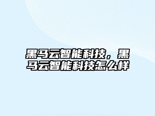 黑馬云智能科技，黑馬云智能科技怎么樣