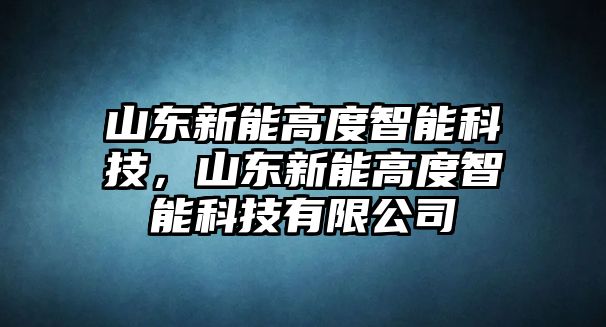 山東新能高度智能科技，山東新能高度智能科技有限公司