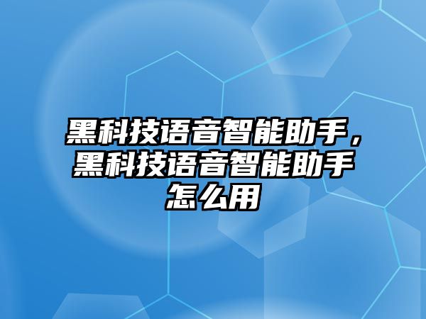 黑科技語音智能助手，黑科技語音智能助手怎么用