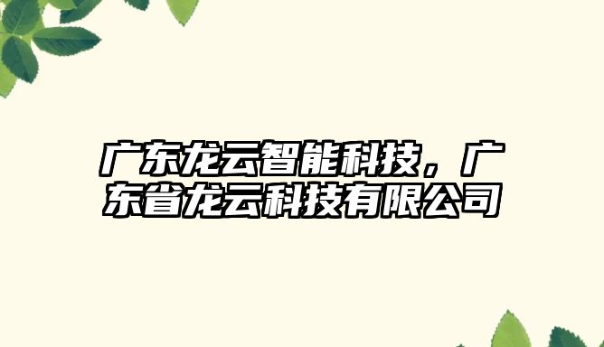 廣東龍云智能科技，廣東省龍云科技有限公司