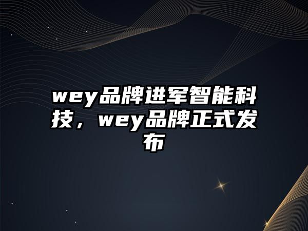 wey品牌進軍智能科技，wey品牌正式發(fā)布