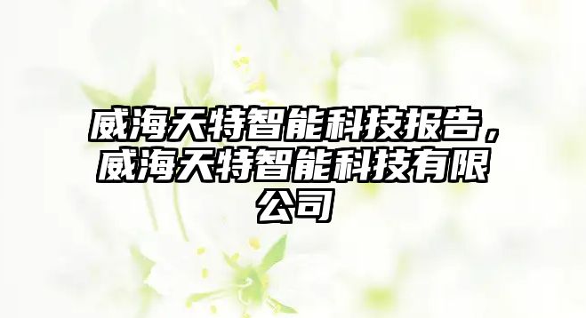 威海天特智能科技報告，威海天特智能科技有限公司