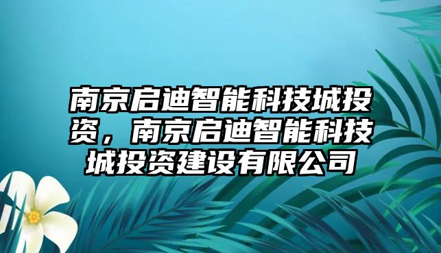 南京啟迪智能科技城投資，南京啟迪智能科技城投資建設有限公司