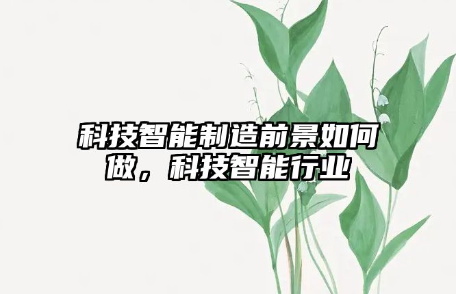 科技智能制造前景如何做，科技智能行業(yè)