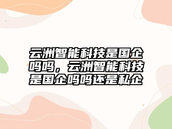 云洲智能科技是國企嗎嗎，云洲智能科技是國企嗎嗎還是私企