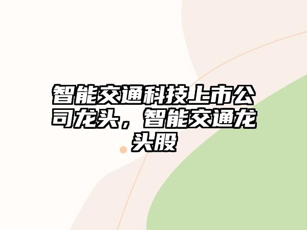 智能交通科技上市公司龍頭，智能交通龍頭股