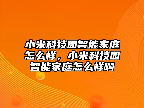 小米科技園智能家庭怎么樣，小米科技園智能家庭怎么樣啊