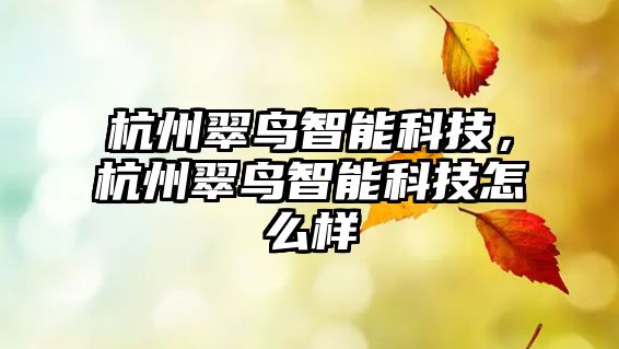 杭州翠鳥智能科技，杭州翠鳥智能科技怎么樣