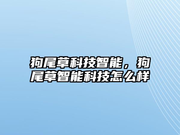 狗尾草科技智能，狗尾草智能科技怎么樣