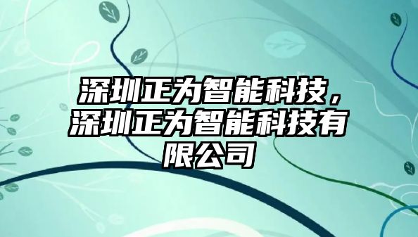 深圳正為智能科技，深圳正為智能科技有限公司