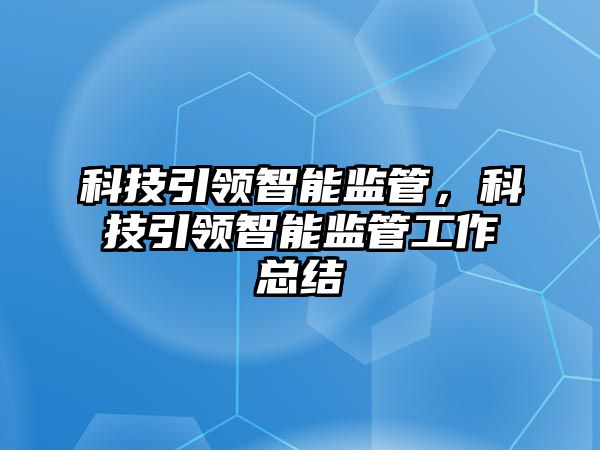 科技引領智能監管，科技引領智能監管工作總結