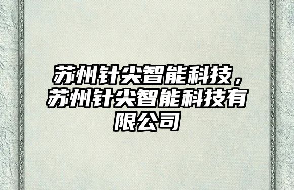 蘇州針尖智能科技，蘇州針尖智能科技有限公司