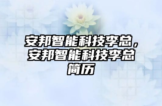 安邦智能科技李總，安邦智能科技李總簡歷