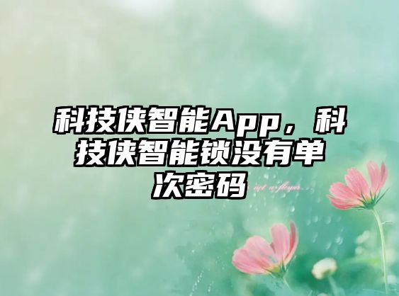 科技俠智能App，科技俠智能鎖沒有單次密碼