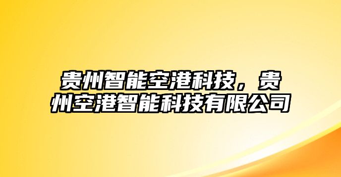 貴州智能空港科技，貴州空港智能科技有限公司