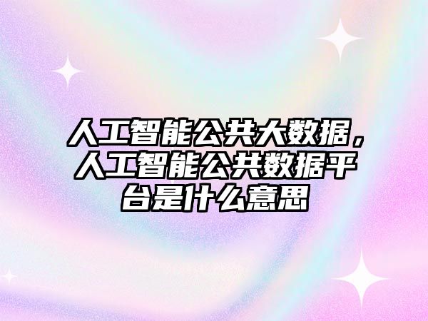 人工智能公共大數據，人工智能公共數據平臺是什么意思