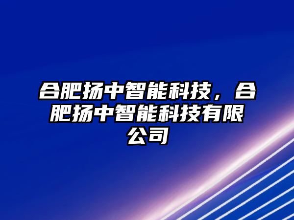 合肥揚中智能科技，合肥揚中智能科技有限公司