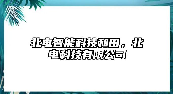 北電智能科技和田，北電科技有限公司